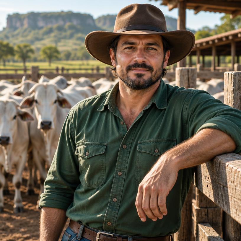 Produtor rural em uma fazenda de cria